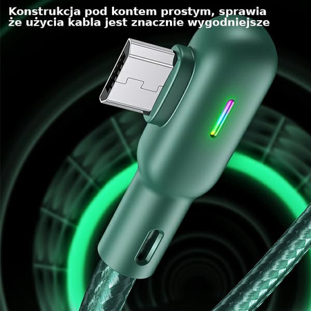 USAMS KABEL MICRO USB 2A 1,2M KĄTOWY DO TELEFONÓW I TABLETÓW ZIELONY 1,2M