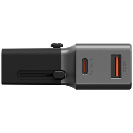 Adapter Energea TravelWorld 1A1C 25W     czarny gunmetal