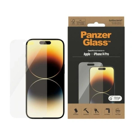PANZERGLASS SZKŁO HARTOWANE ANTYBAKTERYJNE DO IPHONE 14 PRO WYSOKA OCHRONA