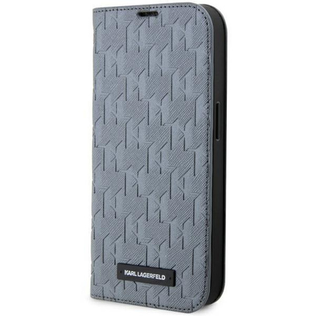 Etui Karl Lagerfeld KLBKP14XSAKLHPG na iPhone 14 Pro Max 6.7" bookcase - srebrne Saffiano Monogram