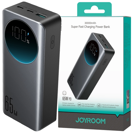 Powerbank Joyroom 30000mAh 65W z wyświetlaczem cyfrowym (JR-PBF05) - czarny