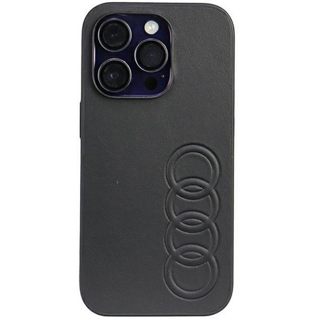 Etui Audi Synthetic Leather na iPhone 14 Pro - czarne AU-TPUPCIP14P-TT/D1-BK
