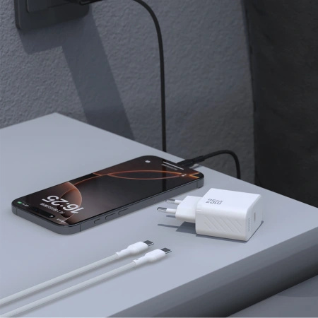 Ładowarka sieciowa Dudao A27CEU PD 25W GaN SB-C z kablem USB-C - biała