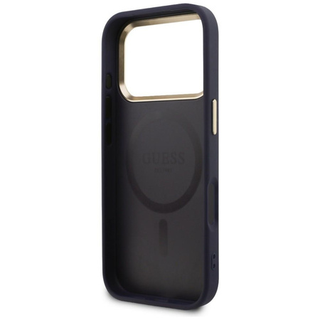 Etui Guess Perforated 4G MagSafe do iPhone 17 Pro Max niebieski