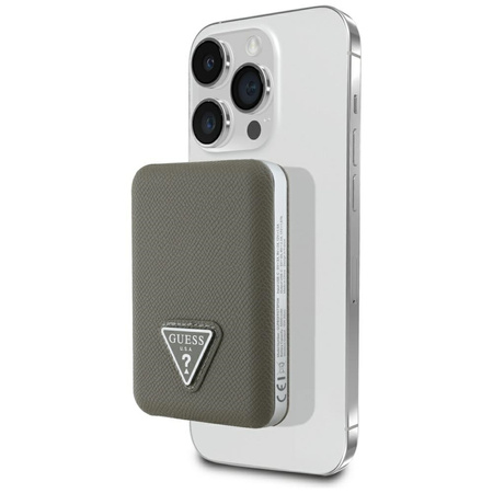 Powerbank indukcyjny Guess Grained       Triangle 5000mAh 15W USB-C MagSafe brązowy