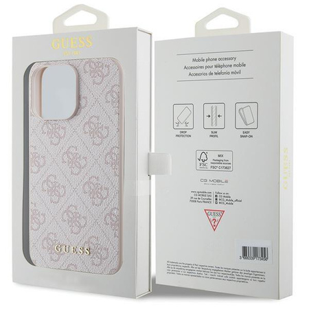 Etui Guess 4G Metal Gold Logo na iPhone 15 Pro Max - różowe