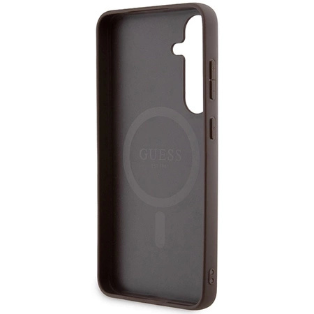 Etui Guess 4G Collection Leather Metal Logo MagSafe na Samsung Galaxy S24+ - brązowe