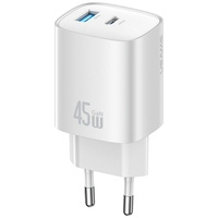 USAMS ŁADOWARKA SIECIOWA CC290 T66 45W DO TELEFONÓW USB-A USB-C GŁADKA