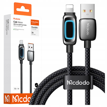 MCDODO KABEL USB-A LIGHTNING SZYBKIE ŁADOWANIE DO IPHONE PD 3A CZARNY 1M