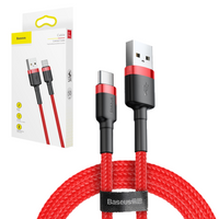 Baseus Cafule Cable wytrzymały nylonowy kabel przewód USB / USB-C QC3.0 3A 0,5M czerwony (CATKLF-A09)