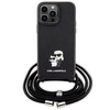Etui Karl Lagerfeld KLHCP14XSAKCPSK na iPhone 14 Pro Max 6.7" hardcase - czarne Crossbody Saffiano Metal Pin Karl&Choupette