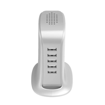 DUDAO ŁADOWARKA 5X USB DO TELEFONÓW EU Z WBUDETNYM KABLEM SIECIOWYM BIAŁA