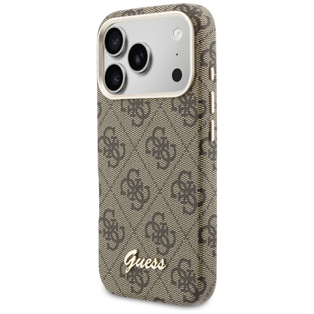Etui Guess 4G Script MagSafe do iPhone   17 Pro brązowy