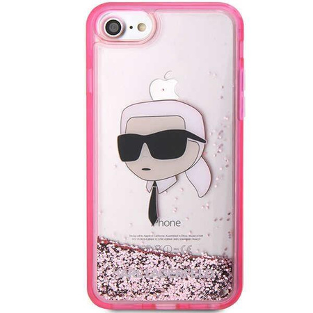 Etui Karl Lagerfeld KLHCI8LNKHCP na iPhone 7/8/ SE 2020 / SE 2022 - różowe Glitter Karl Head