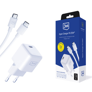 3MK SZYVKA ŁADOWARKA SIECIOWA KOSTKA DO TELEFONU 1X USB PD 25W KABEL USB-C