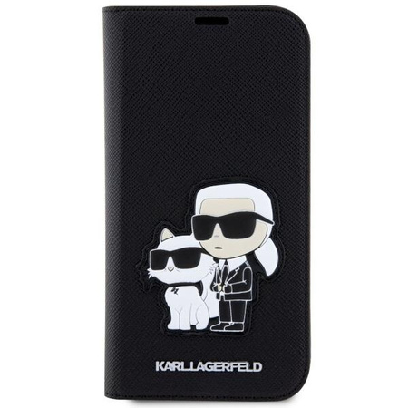 Etui Karl Lagerfeld KLBKP14LSANKCPK na iPhone 14 Pro bookcase - czarne Saffiano Karl&Choupette
