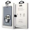 Etui Karl Lagerfeld KLBKP14LSANKCPG na iPhone 14 Pro bookcase - srebrne Saffiano Karl&Choupette