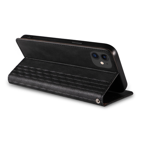 Magnet Strap Case etui do Samsung Galaxy A12 5G pokrowiec portfel + mini smycz zawieszka czarny