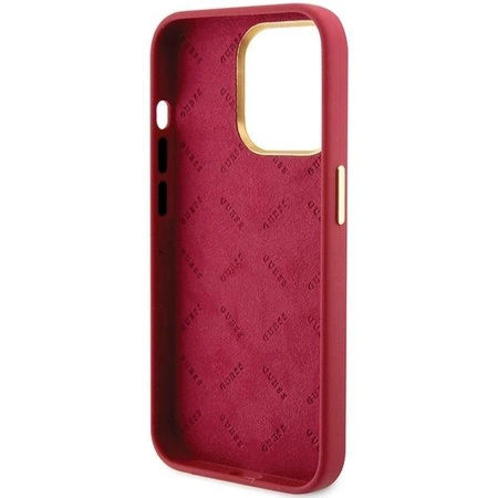 Etui Guess Silicone Script Metal Logo & Frame na iPhone 15 Pro - czewony