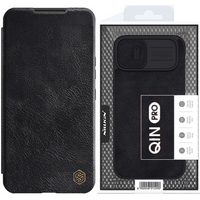 Nillkin Qin Leather Pro Case etui iPhone 14 Pro Max osłona na aparat kabura pokrowiec obudowa z klapką czarny