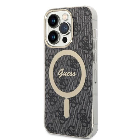 Guess zestaw ładowarka MagSafe + etui do iPhone 14 Pro 6,1" czarne 4G Print(GUBPP14LH4EACSK)