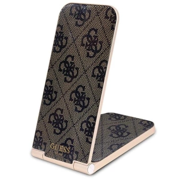 Guess składana ład. indukcyjna2w1 GUDCFAL4PEGW 15W brązowy/brown 4G Pattern MagSafe