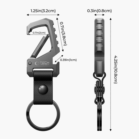 TECH-PROTECT CARABINER KEYCHAIN SLIDELOCK DO ZAWIESZENIA KLUCZY GUNMETAL