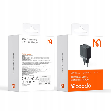 Mcdodo USB-C fast charger 2x 20W for iPhone 14