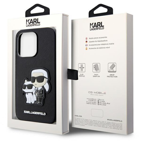 Etui Karl Lagerfeld KLHCP14XSANKCPK na iPhone 14 Pro Max 6.7" hardcase - czarne Saffiano Karl&Choupette