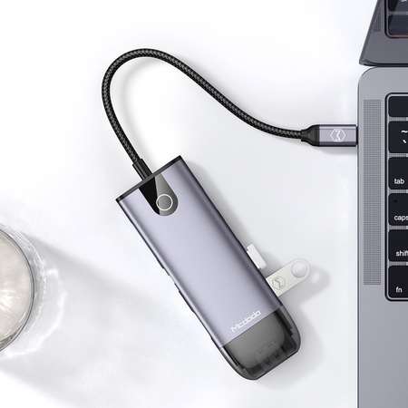MCDODO PRZEJŚCIÓWKA ADAPTER HUB USB-C HDMI USB SD GIGABIT RJ45 DO MACBOOK M