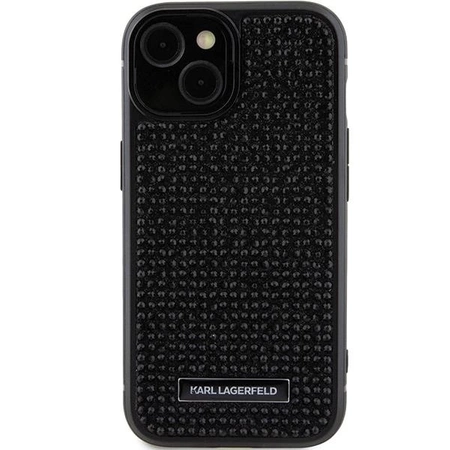 Etui Karl Lagerfeld Rhinestone Logo Metal Plate do iPhone 15 - czarne