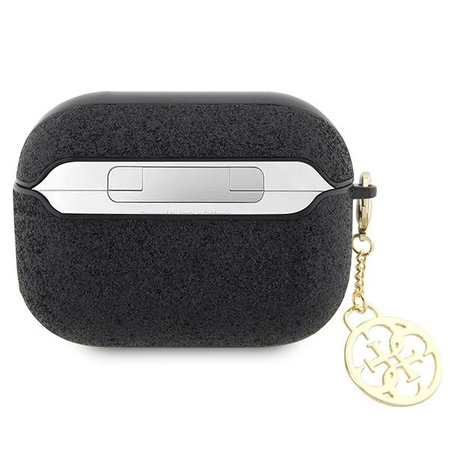 Etui Guess GUAP2GLGSHK na AirPods Pro 2 cover - czarne Glitter Flake 4G Charm