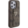 Etui Guess Grip Stand 4G Triangle Strass na iPhone 15 Pro - brązowe