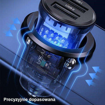 USAMS ŁADOWARKA 2XUSB-A DO SAMOCHODU DO TELEFONÓW 3A DO SZYBKIEGO ŁADOWANIA