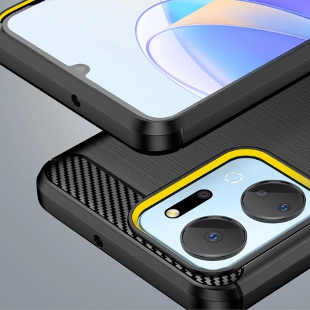 Carbon Case etui do Honor Play 40 Plus / Honor X7a elastyczny silikonowy karbonowy pokrowiec czarne