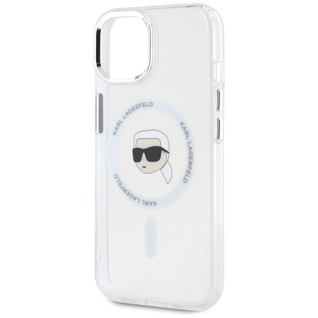 KARL LAGERFELD ETUI MAGNETYCZNE DO IPHONE 15 PLUS METALOWE Z LOGO KARL HEAD