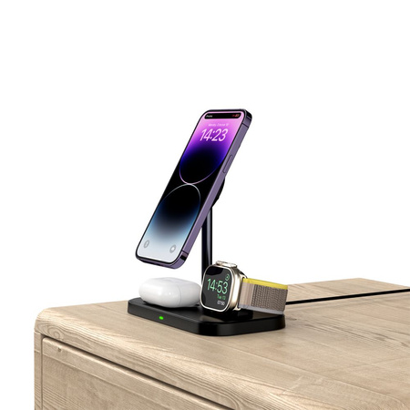 TECH-PROTECT QI15W-A22 ŁADOWARKA MAGNETYCZNA 3IN1 DO IPHONE 12 13 14 15 MAX