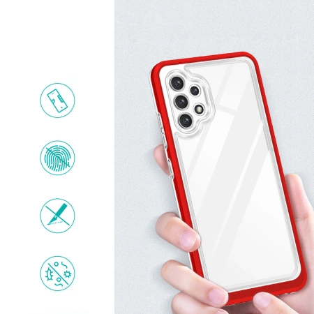 Clear 3in1 etui do Samsung Galaxy A32 5G żelowy pokrowiec z ramką czerwony