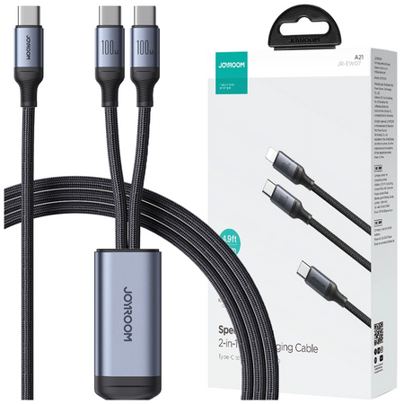 Kabel 2 w 1 Joyroom speedy series  SA21-1T2 USB-C - USB-C / USB-C 1.5m czarny