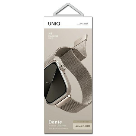 UNIQ pasek Dante Apple Watch Series 4/5/6/7/8/SE/SE2 38/40/41mm Stainless Steel starlight