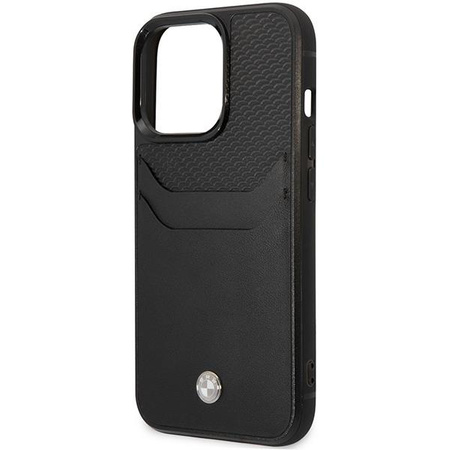 Etui BMW BMHCP14L22RSEPK na iPhone 14 Pro - czarne Leather Card Slot