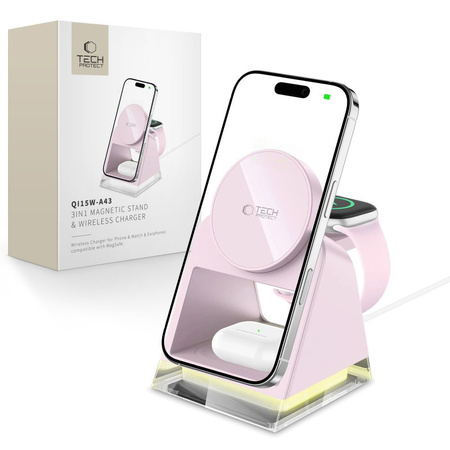 TECH-PROTECT ŁADOWARKA QI15W-A43 3IN1 DO MAGSAFE DO IPHONE 12 13 14 15 MINI