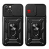 Pancerne etui Hybrid Armor Camshield z podstawką i osłoną aparatu do iPhone 15 - niebieskie