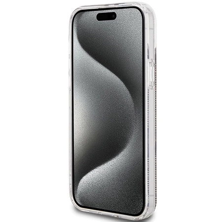 Etui Guess IML 4G Gold Stripe na iPhone 15 Plus / 14 Plus - brązowe