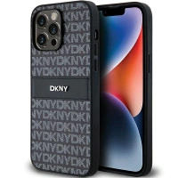 DKNY POKROWIEC HARDCASE DO IPHONE 14 PRO SKÓRA Z METALOWYM LOGO MONO STRIPE