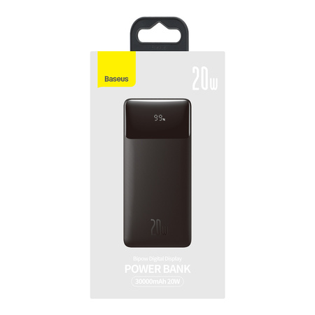 Baseus Bipow powerbank z szybkim ładowaniem 30000mAh 20W czarny (Overseas Edition) + kabel USB-A - Micro USB 0.25m czarny (PPBD050401)