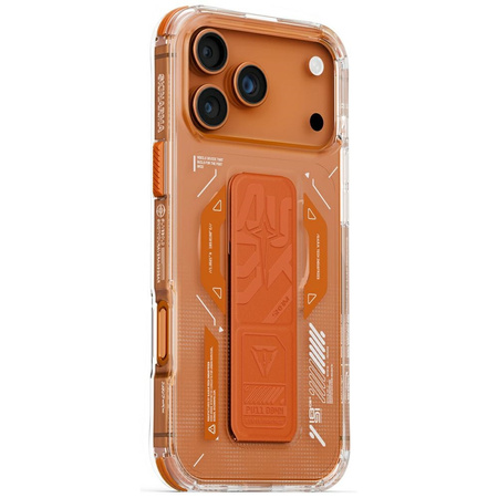 Etui Skinarma Helio do iPhone 17 Pro Max Magnetic Charging + Grip Stand pomarańczowy