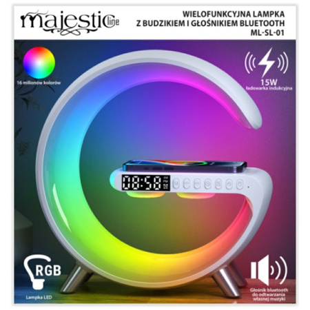 Wielofunkcyjna Lampka G MajesticLine     z budzikiem i głośnikiem bluetooth biały
