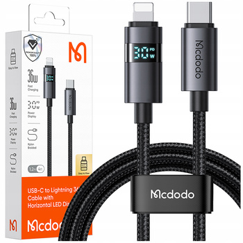 MCDODO KABEL Z WYŚWIETLACZEM USB-C LIGHTNING 36W 1M DO IPHONE X 11 12 13 14