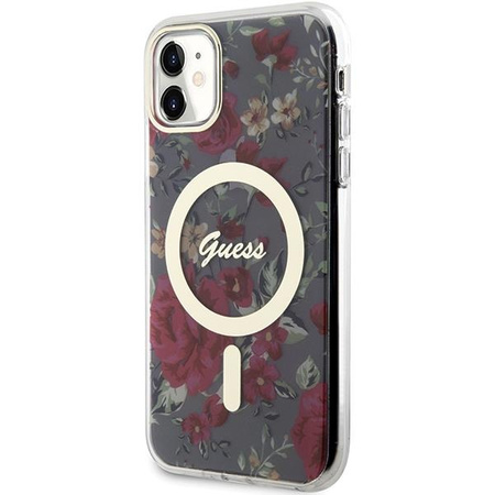 Etui Guess GUHMN61HCFWSA na iPhone 11 / Xr zielony/khaki hardcase Flower MagSafe